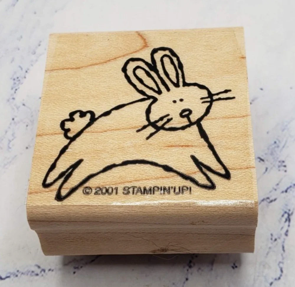 Stampin' Up! Leaping Bunny Rabbit Wood Mounted Rubber Stamp